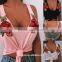 sexy tank top women tops crop top embroidery rose t-shirt