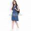 Wholesale New Arrival Fashionable Blue Denim Sleeveless A-Line Zip Front Woman Dress