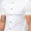 Custom Short Sleeve Summer Button Down Collar Mens 97% Cotton 3% Elastane Skinny Body Casual White Dress Shirts