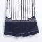 Short Sleeve Senior Cotton Strip School Uniform Shirt