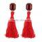 Bohemian jewelry big crystal gems with tassel drop earrings for women