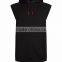 Black Sleeveless Running Hoodie Single Pocket Front Soft Jersey Fabric Fashion Men Tops Custom Made