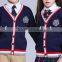 2017 V neck contrasted color buttoned 2-16 Y shool uniform cardigan