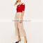 Custom design comfortable slacks for women with pleated elastic waistband