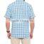 Blue Regular Short Sleeve check Buttoned Men Plaids Casuai Shirt