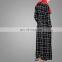 Fashion Business Wear Black and White Plaid Cardigans Tailored Collar Front Open Muslim Abaya