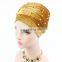 Velvet Pearl Turban Hat Scarf Winter Hat Muslim long Tail Cap
