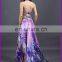 Spring in stock purple print chiffon long dress