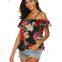 Spaghetti Strap Floral Printed Off Should Blouse