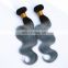 colored two tone ombre blonde and 1b-grey body wave virgin human hair weaving bundles with lace closure