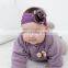 Baby Soft Nylon headband with flower Girl Solid patchwork headwear 6colors