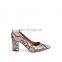 Snake print color wholesale design block heel court shoe pointed toe footwear pumps sandals shoes