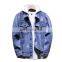 2019 factory oem casual Wash blue Clothing winter warm Cotton ribbed jean jacket mens ripped denim jackets