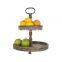 Adjustable rustic style solid wood white cake serving stand set wedding 2 tier cake fruit holder