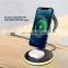Portable 15w qi fast wireless charger stand 4 in 1 wireless charging station