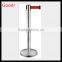 Silver Stainless Steels Double Belt Barriers- 2 Webbings Barriers- Metal Poles