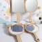 Large Size Wood Frame Hand Mirror Beauty Salon Dentistry Professional Hand Mirror Custom Engrove Logo Lash Wooden Packet Mirror