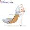 White leather side cut pointed toe ladies high heels