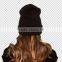 Girls Black Custom Knitted Beanie Winter Hat with White Embroidered Logo