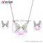 Wedding Jewelry Sets Rhodium Plated Butterfly Earring Pendant Sets For Wedding Jewelry