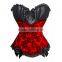 2015 Lace Ruffled Brocade Floral Steampunk Corset Overbust Steel Boned Corset
