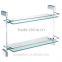 Wall Mounted Bathroom Accessory Dual Tier Glass Shelves