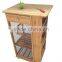Multi-function bamboo kitchen trolleys with baskets wheels for kitchen/dinning room/living room