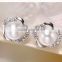 Earring pearl studs/8-9mm AA 925 sterling silver button pearl earrings