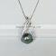 AAA 925 sterling silver tahiti black seawater pearl pendant