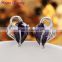 Elegant Amethyst Purple Zircon Crystal Stud Earrings for Women Platinum Plated Gold Earring Channel Earrings