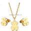 Fashion Stainless Steel Gold Plated Crystal Bear Jewelry Set for Women