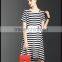 Women's Clothing Casual Temperament Simple Sexy Short-sleeved Striped Dress Spring Summer Wild