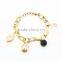 Fashion custom gold stainless steel charm bracelet for girl