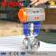Flanged V type pneumatic ball valve ss304 with limit switch