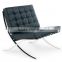 Barcelona Style Modern Pavilion Chair - High Quality Leather with Stainless Steel Frame (Brown)