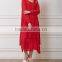 Ladies Beach Dresses Cotton-blend Red Button-Up Handkerchief Short Front Long Back Dress