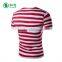 Wholesale Custom Summer O-Neck Short Sleeve Red and White Mens Striped T Shirt