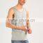MGOO Scoop Neck Raw Cut Hems Mens Singlet Vests White Striped Sleeveless Drop Armhole Tank Top