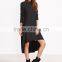 Black Cowl Neck High Low Swing Dress 95% Rayon 5% Spandex Long Sleeve Lady Fashion Daily Tee Dress Custom