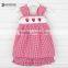 Summer Hot Sale Baby Clothes Set Red Plaid Smocked Dress With Shorts Kids Clothing