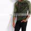 Color Blocked Marled Long Raglan Sleeves Hoodie
