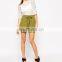 Women's crepe spandex shorts with pockets tie waist detail shorts custom