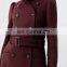 Custom New Style Classic Red Button Belt Slim Fit Lady Winter Jacket