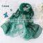 Women High Quality Fashion New Design Flower embroidered Long Pure Silk Scarf Shawl 100% Silk Shawl