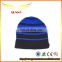 Wholesale hat beanie with woven patch blue stripe cap