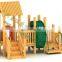 Wooden children outdoor playground equipment, slides for kids