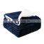 Plain stripe popular 100% polyester flannel sherpa blanket for winter