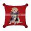 wholesale decorative knit embroidery dog LED string applique scarf big pompom seasonal cushion throw pillow cover for christmas