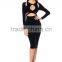 wholesale 2015 new black white long sleeve Miranda Kerr sey women evening party prom elegant bodyconknee-length bandage Dress
