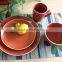 Eco-friendly Ceramic dinnerware set ,12pc two-tone color glazed dinner set